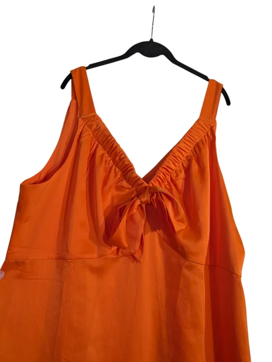 Eloquii Bright Orange Tie-Front Midi Dress | Size 20 | NWT Bold Statement Piece - Picture 3 of 10